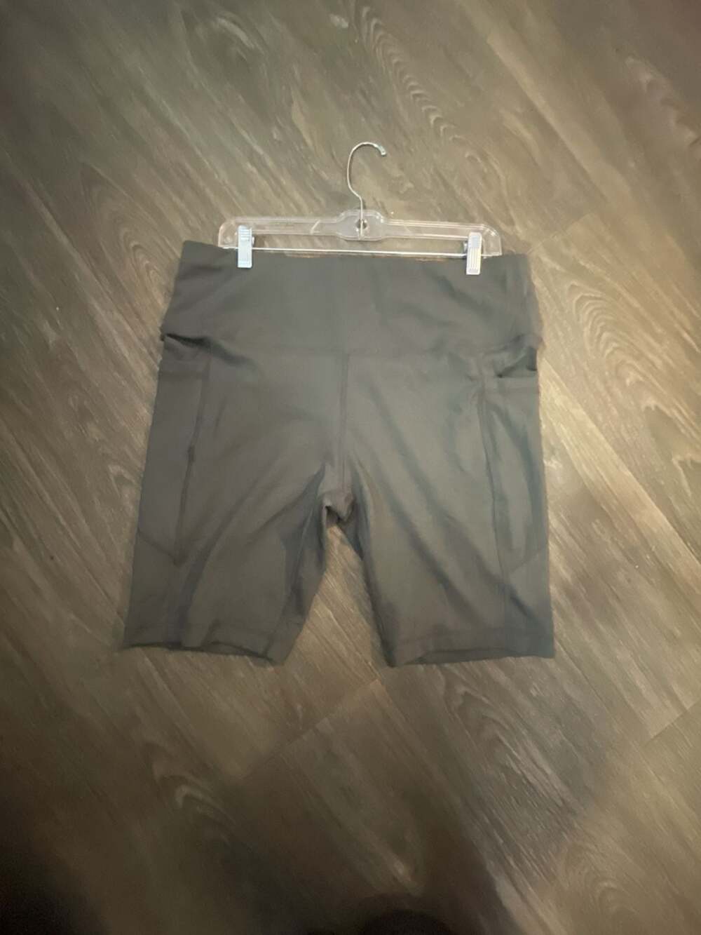 Velocity Women's High-Rise Side Pocket Biker Shorts in Dark Grey